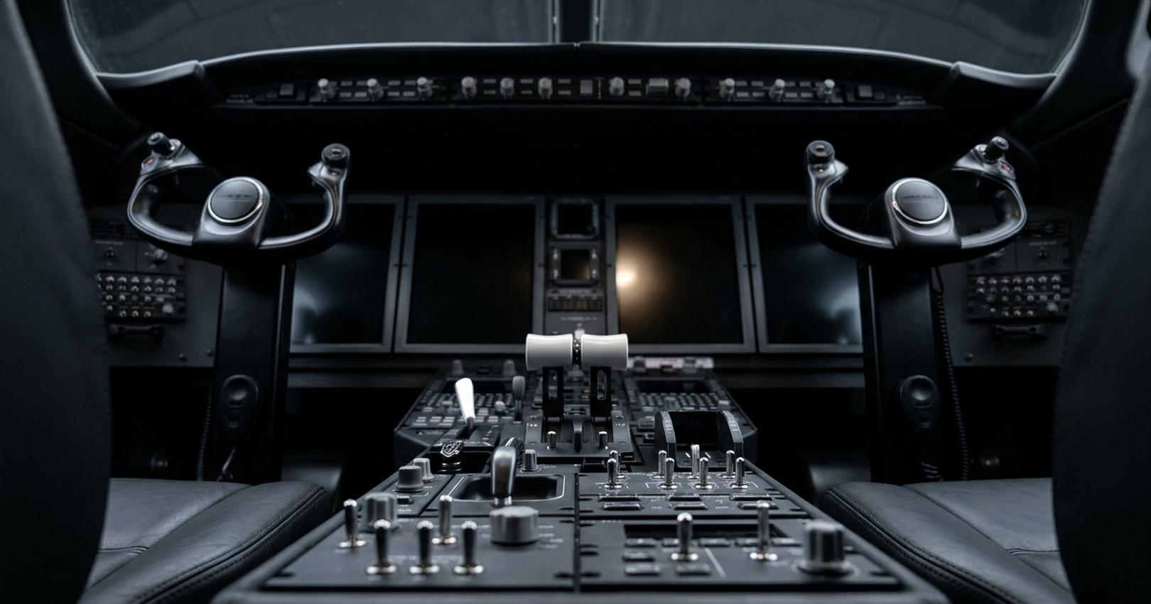 Private jet cockpit controls and center console, partner with Jettset Global travel agents and companies programme